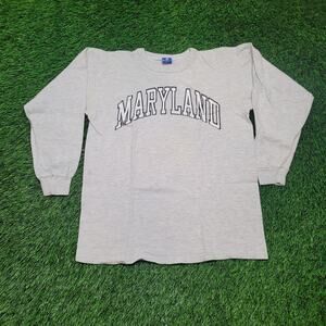 VTG 80s Champion Maryland Terrapins Long Sleeve T-Shirt Mens Medium (Tagged L)